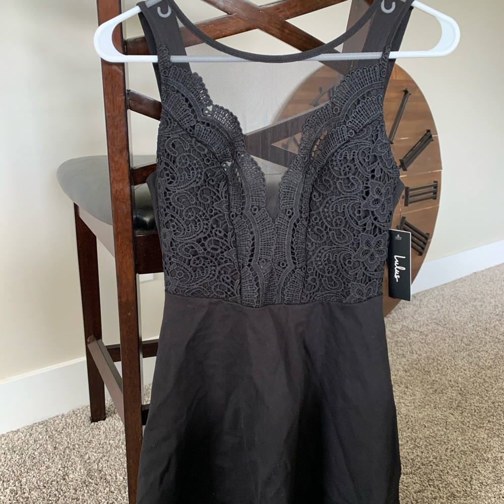 Black Lace Skater Dress